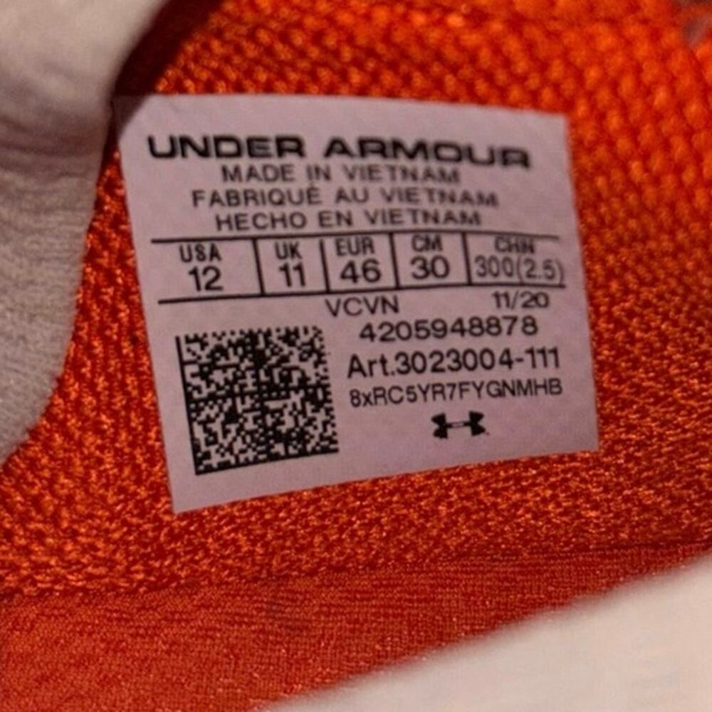 Under Armour Project Rock 3 'Summit White Rogue Orange' (men’s size 12) - Picture 5 of 7